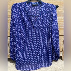 A.N.A Bird Print Sheer Blouse
